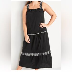 Old Navy Sleeveless Ruffle-Neck Tiered Midi Swing Dress